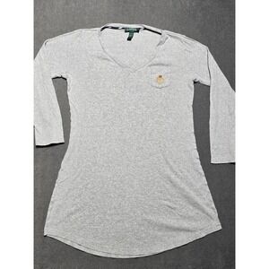 Lauren Ralph Lauren Women's Gray V-Neck 3/4 Sleeve Knit Dress Medium